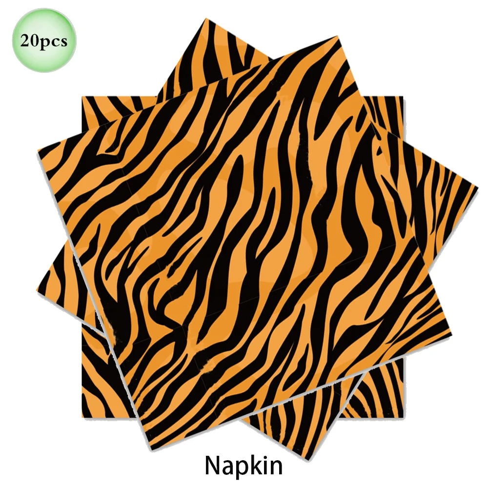 Woodland Animal Print Tablecloth Disposable Plates Napkins Cups Kids Jungle Safari Birthday Party Table Decoration & Accessories