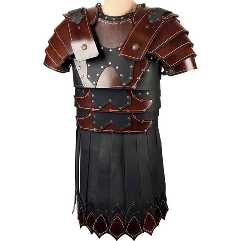 Medieval Ancient Greek Roman Legion Gladiator PU Leather Cuirass Shoulder Chest Armor Viking Warrior Knight Cosplay Costume LARP