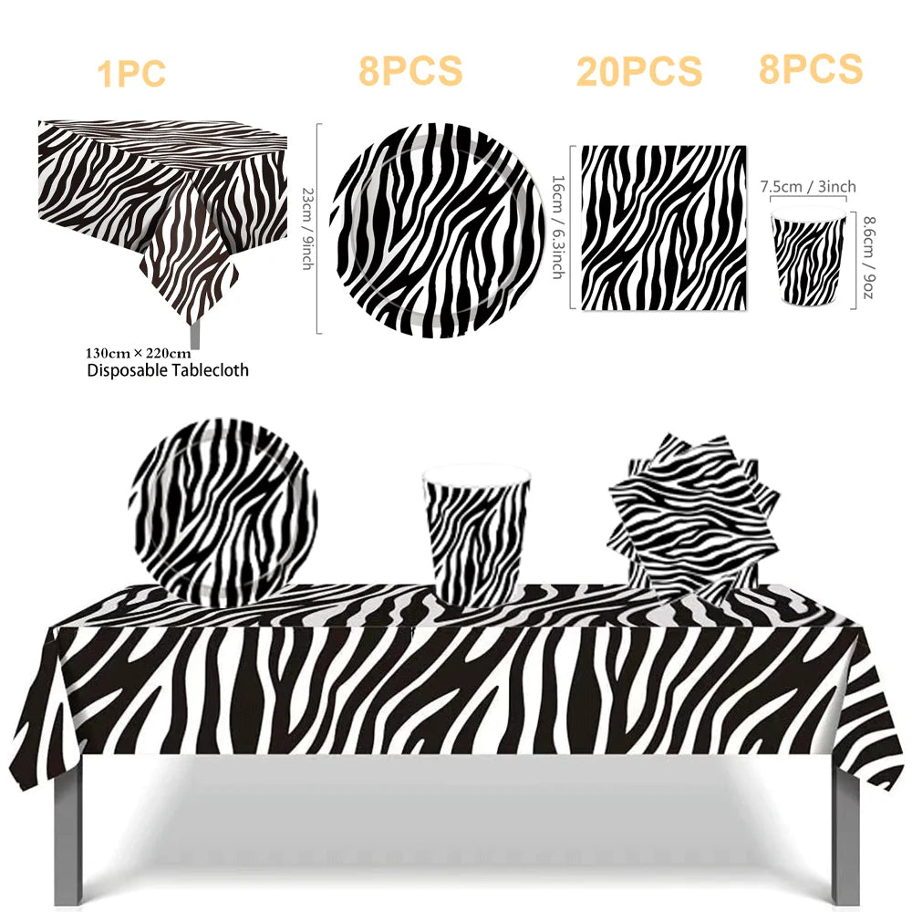 Woodland Animal Print Tablecloth Disposable Plates Napkins Cups Kids Jungle Safari Birthday Party Table Decoration & Accessories