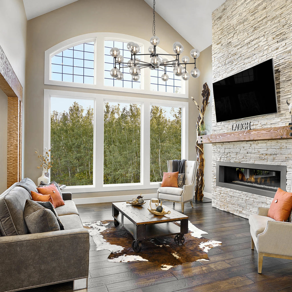 24-Light Sputnik Chandelier Black with Glass Shades Bubble Chandelier for Dining Room Living Room Sputnik Light Fixtures