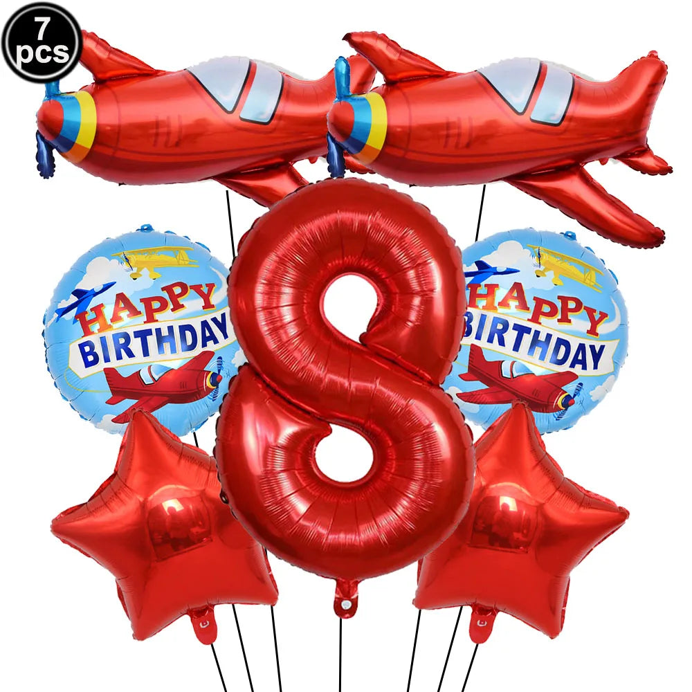 Airplane Birthday Party Supplies Plane Party Paper Plates Napkins Balloon Airplane Tablecloth Tableware for Baby Shower Decors