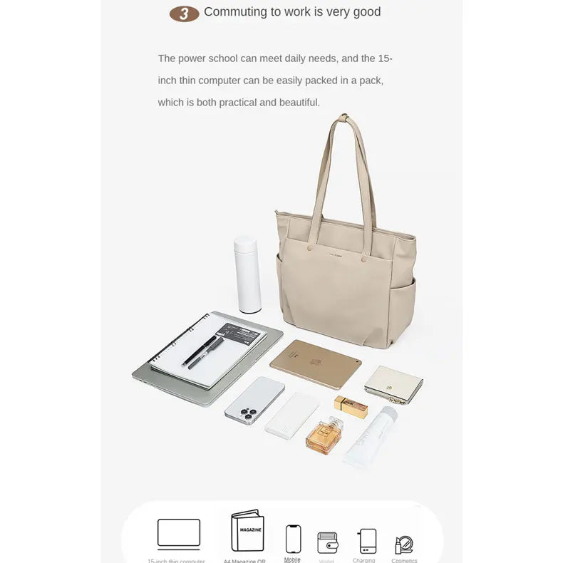 GOLF Women's Shoulder Bag Urban Commuter Large Capacity Computer Tote Bag Lightweight Travel Simple Design for College Students