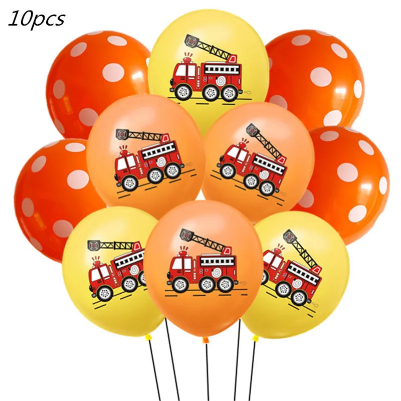 Fireman Sam Party Supplies Disposable Tableware Set Paper Plates Cups Tablecloth Fire Truck Birthday Party Decor Boys Baby Showe