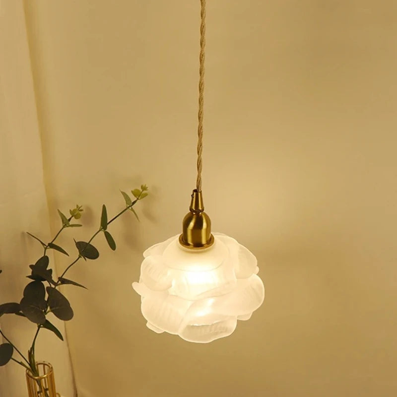 Nordic Rose Pendant Light Lustre Copper LED Ceiling Lights for Living Room Bedroom Dining Room Home Decor Wall Lamp Hanging Lamp