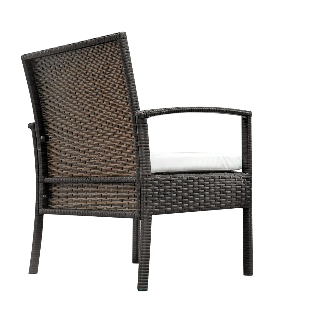 TY-3pcs 2pcs Arm Chairs 1pc Coffee Table Rattan Sofa Set Brown Gradient