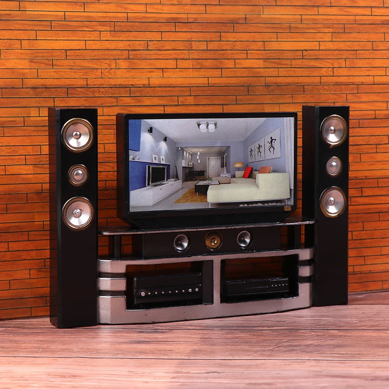 Dollhouse Audio TV Ornament in 1/12 Scale, Miniature Living Room Decor for Doll’s House, Micro Scene Toys