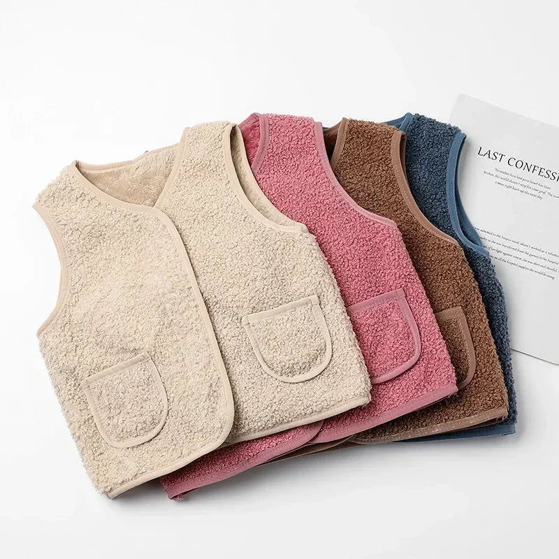 toddler girl winter clothes Autumn and Winter Children's New Lamb Velvet Vest Warm Vest for Infants and Girls toddler