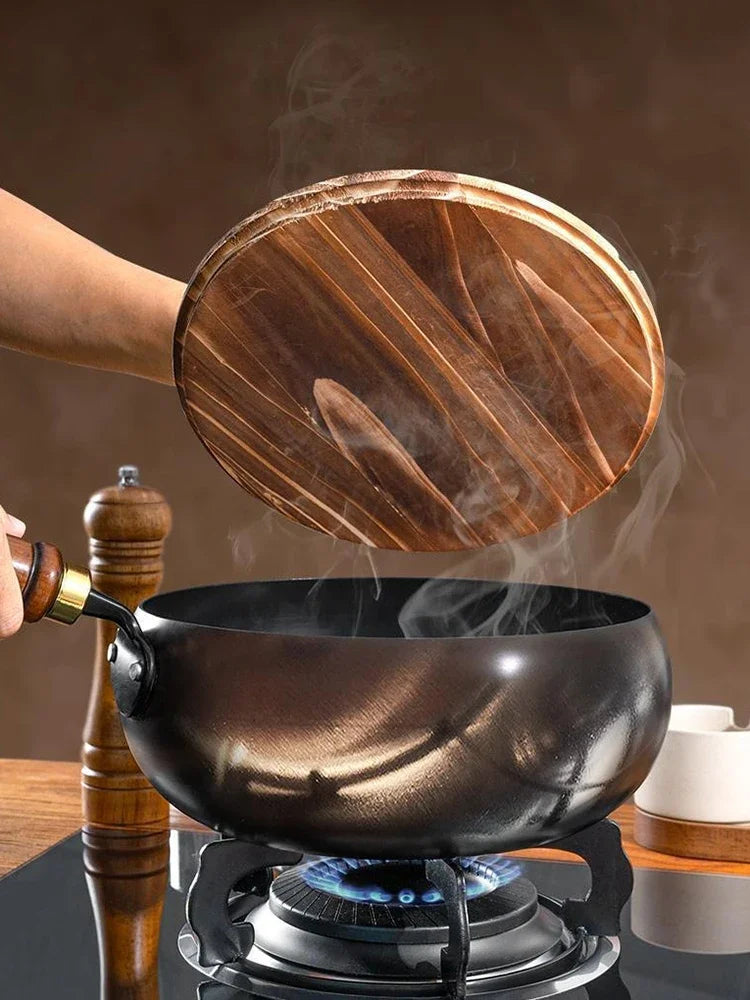 Handmade Forging Big Belly Pot Uncoated NON-STICK PAN Household Small Flat Bottom Frying Pan Kitchen Gas Stove Universal Pan