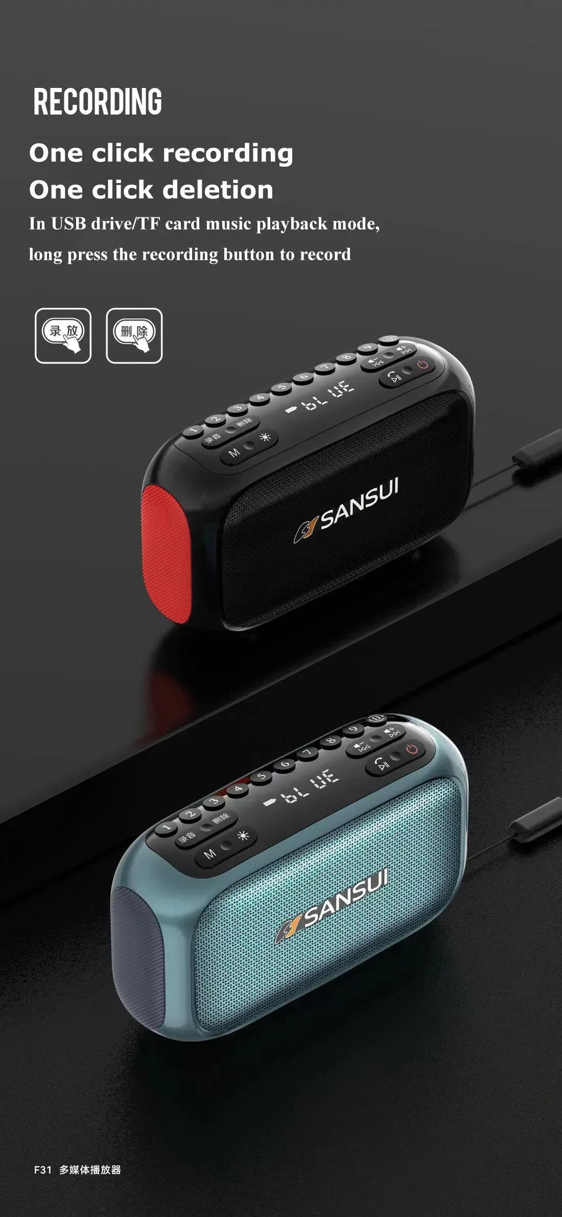 Mini Soundbox Multifunctional Digital FM Radio Wireless Bluetooth Speaker Recording Function Outdoor Portable MP3 Player Boombox