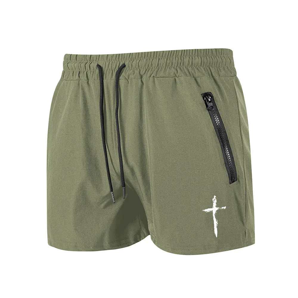 Men's Swimming Trunks Summer Gyms Fitness Bodybuilding Men Cross Print Beach Shorts Boxer Trunks Men Running Sport Sportwaer