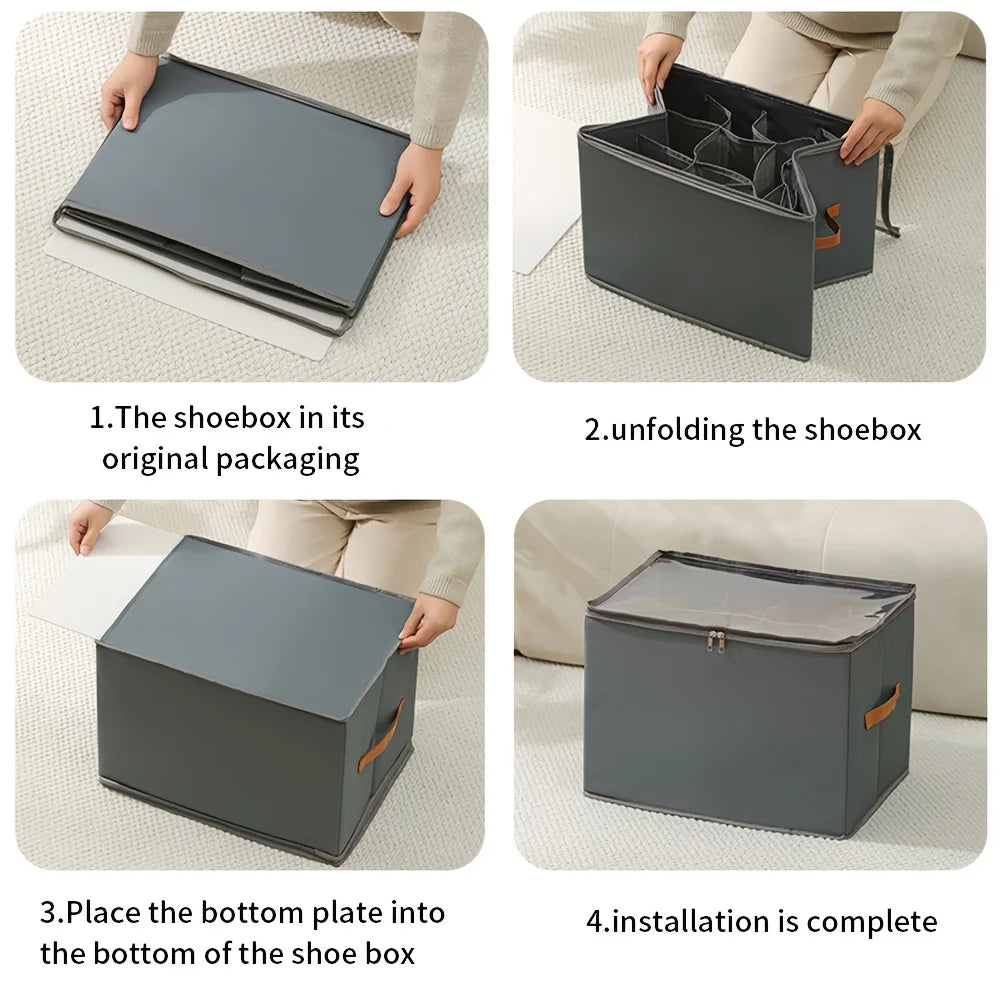 1pcs Shoe Organizer for Closet Foldable Oxford Fabric Shoe Storage Box for Sneakers Sandals for Clothes Shoe Storage Organizer