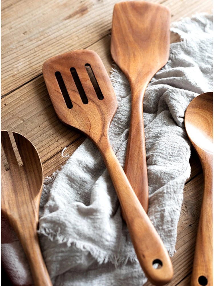 Teak Wooden Spatulas Kitchen Utensils Cooking Utensil Eco-Friendly Wood Spatula for Non Stick Cookware