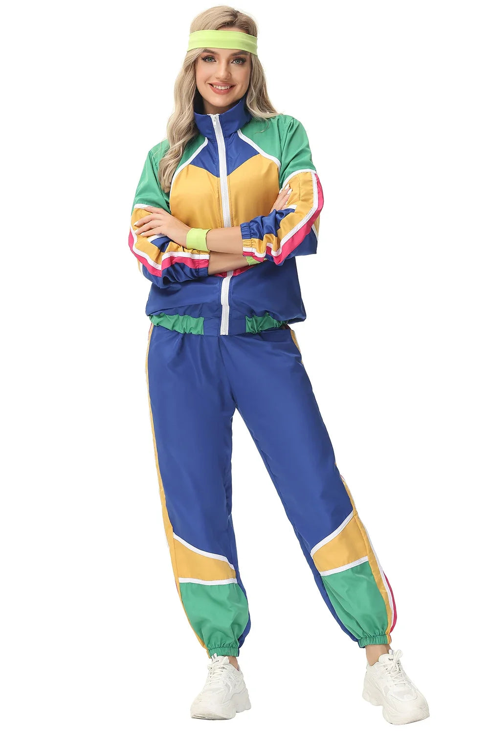 Couples Hippie Costumes for Women Men 80s 90s Retro Sportwear Hippie Disco Cosplay Costume Halloween Party Role Playing Clothes
