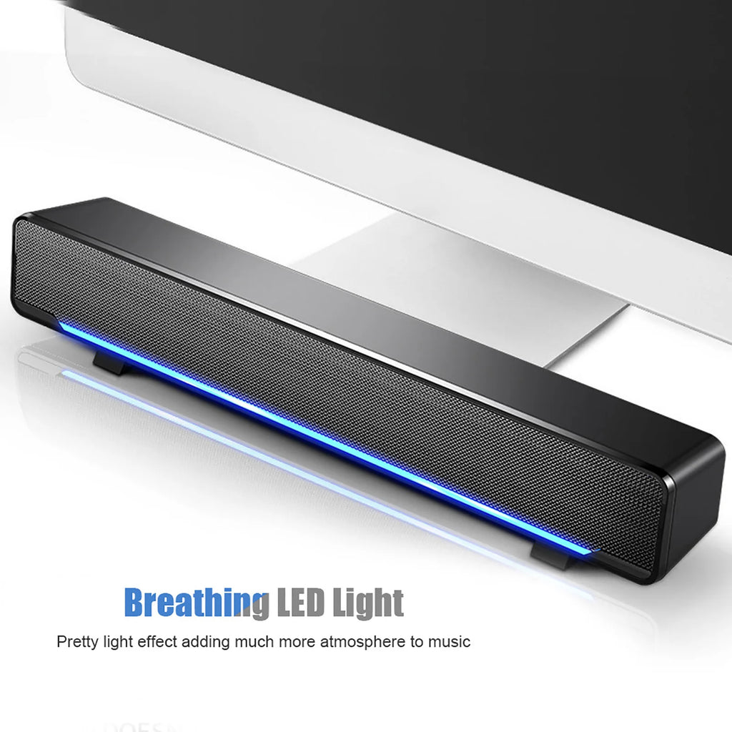 Portable Stereo Soundbar USB Wired Speaker Music Player Bass Surround Sound Box 3.5mm Input for TV PC Laptop Home Theater System