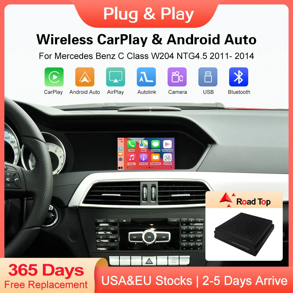 Wireless Carplay Becker Module For Mercedes Benz Class C W204 C204 S204 NTG 4.5 Support Android Auto Mirroring GPS Navigation