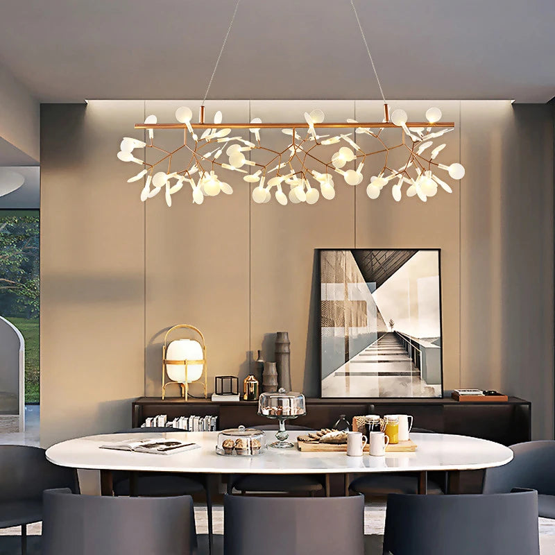 Nordic LED Firefly Ceiling Chandelier Modern Living Dining Room Pendant Lamp Bedroom Hanging Light Lustre Home Decor Fixture2023