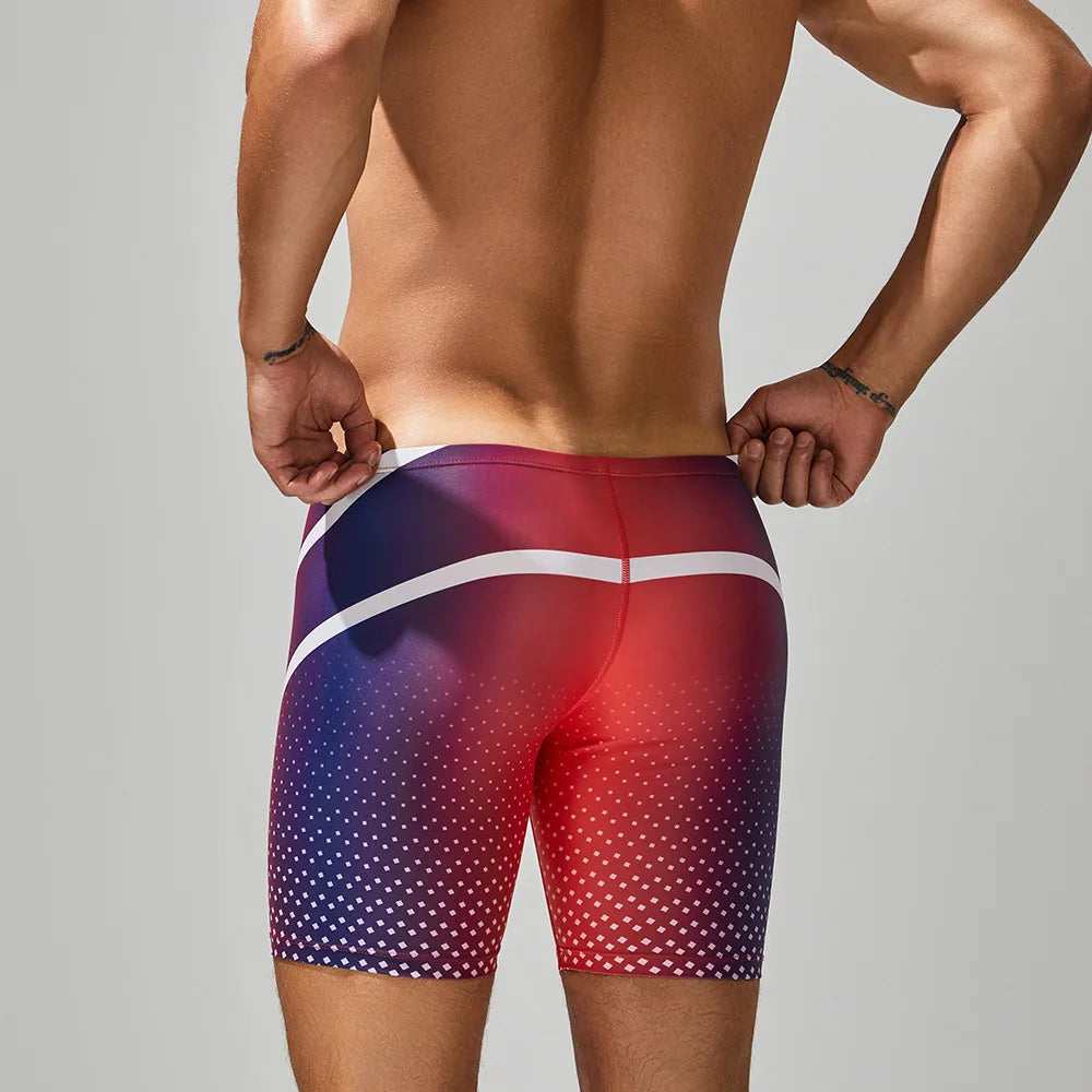 Men's Swimming Trunks Print Quick-Dry Slim-Fit Athletic Swimming Shorts Beach Water Sports Wear