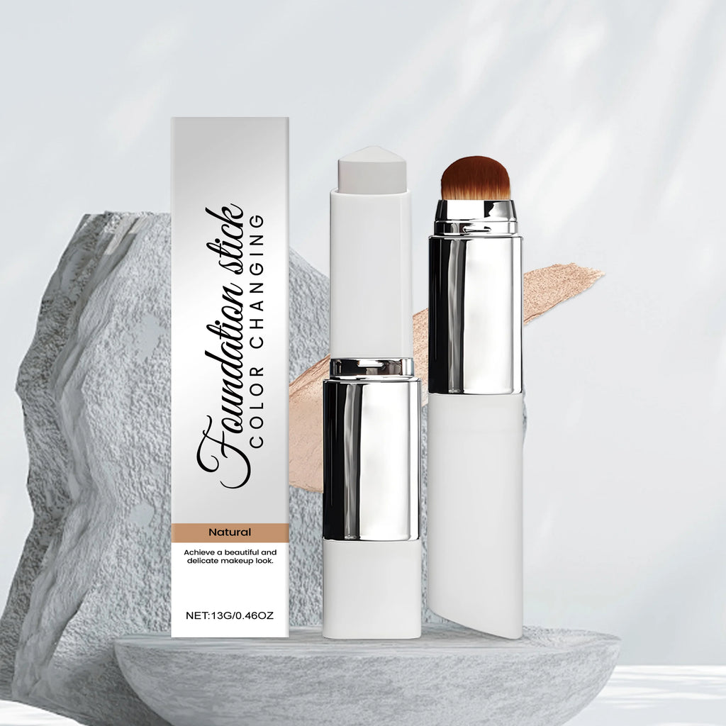 Foundation Make-Up Stick Double Head with Brush 3 Colors Lightweight Moisturizing Brighten Matte Concealer 2IN1 Foundation Stick