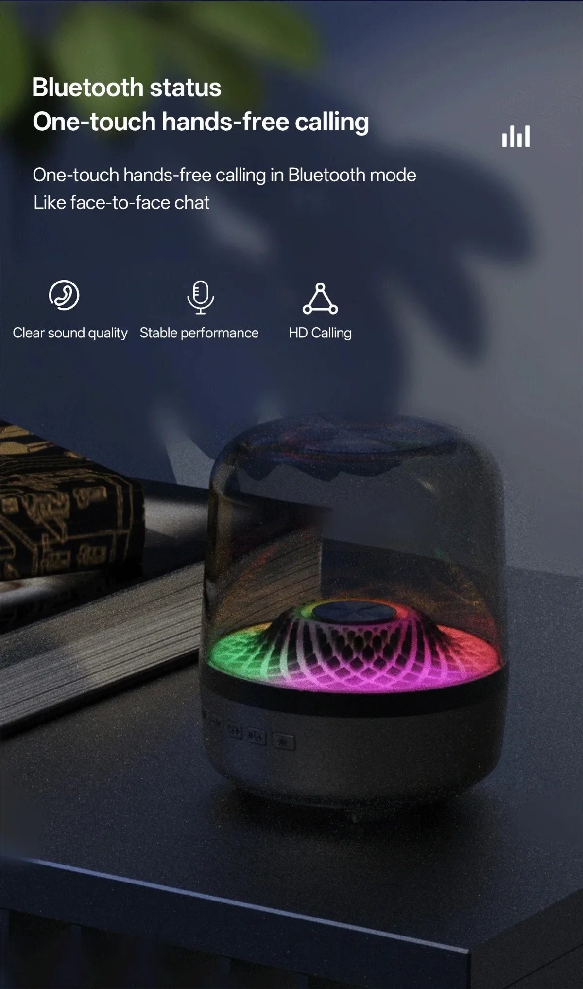 Portable Wireless Soundbar with Bluetooth 5.3 HomeTheater Speaker Subwoofer Hi-Fi Acoustic Breathing Lamp for Android and iOS