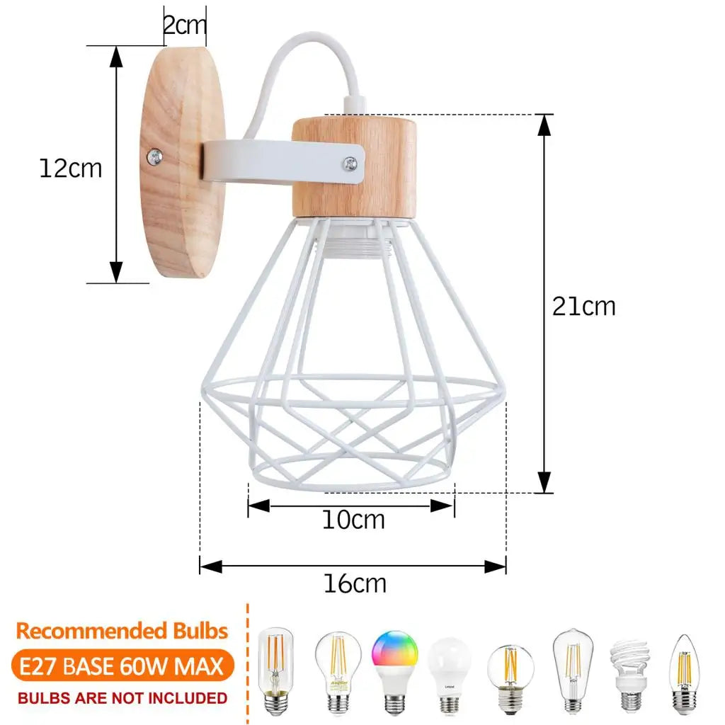 LED Wooden Wall Lights Vintage Wall Lamps Bedroom Bedside Lamp Shade Modern Wall Sconce for Kitchen Restaurant E27 Home Decor