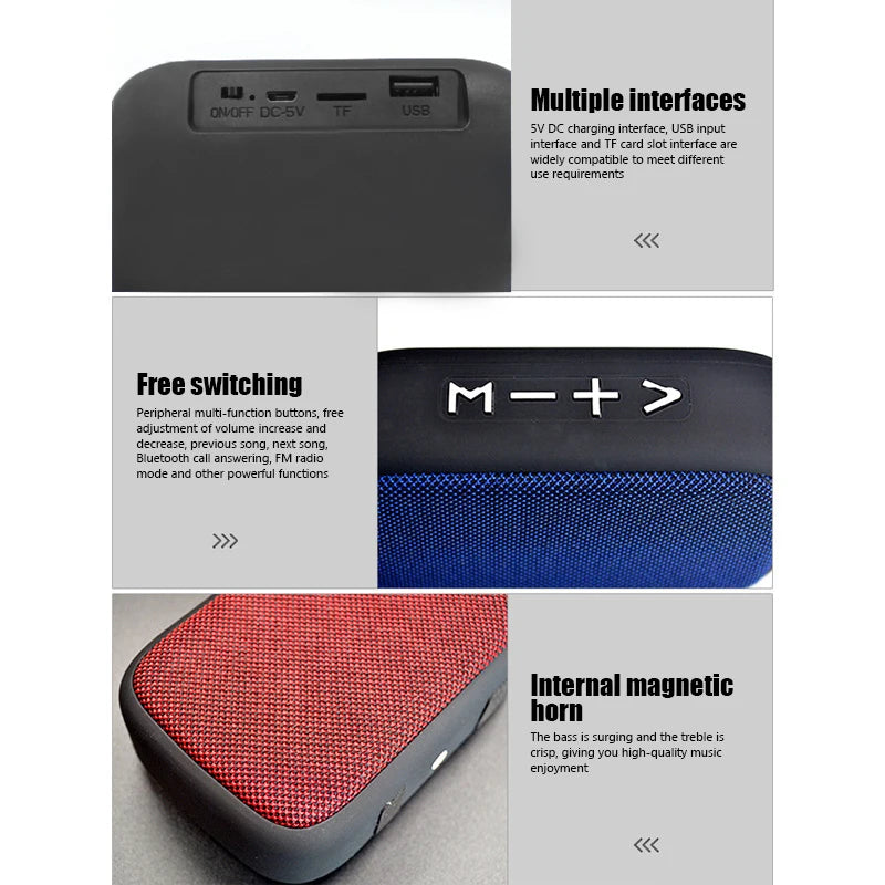 Portable Mini Fabric Strip Bluetooth Speaker Sound 3D Stereo Music Surround Bass Outdoor Speakers Support FM-TF Cards For Phone