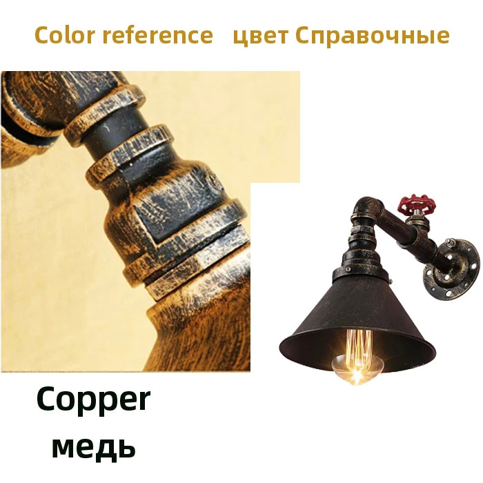 Loft Antique Industrial Aisle Bar Wall Lamp Clothes Shop Balcony Cafe Wall Light Tv Background Home Decor Water Pipe Wall Lamp