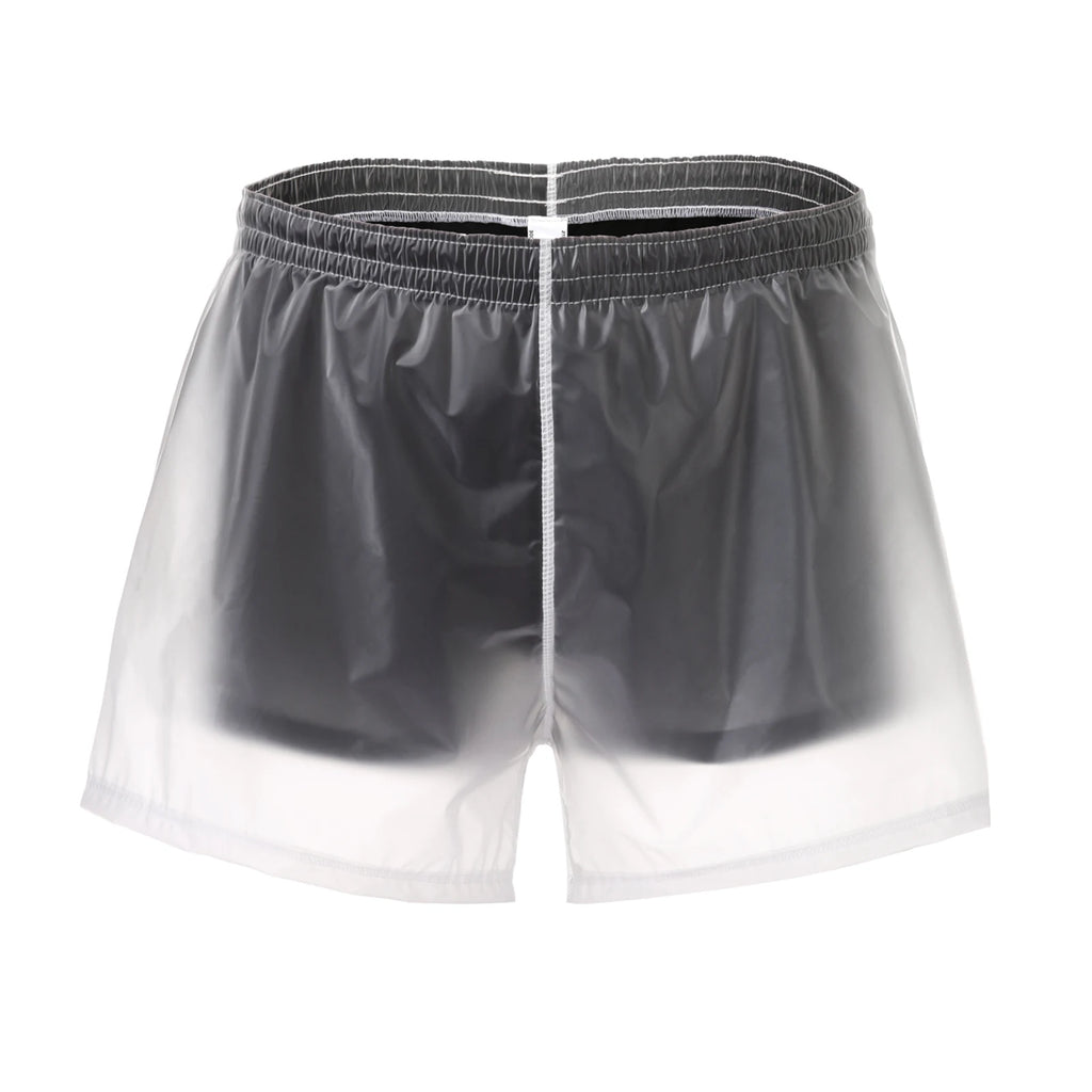 Men Beach Trunks Man Transparent Swimwear Sexy Swimming Swimsuit PVC Beachwear Shorts Boardshorts Bathing Suit Waterproof