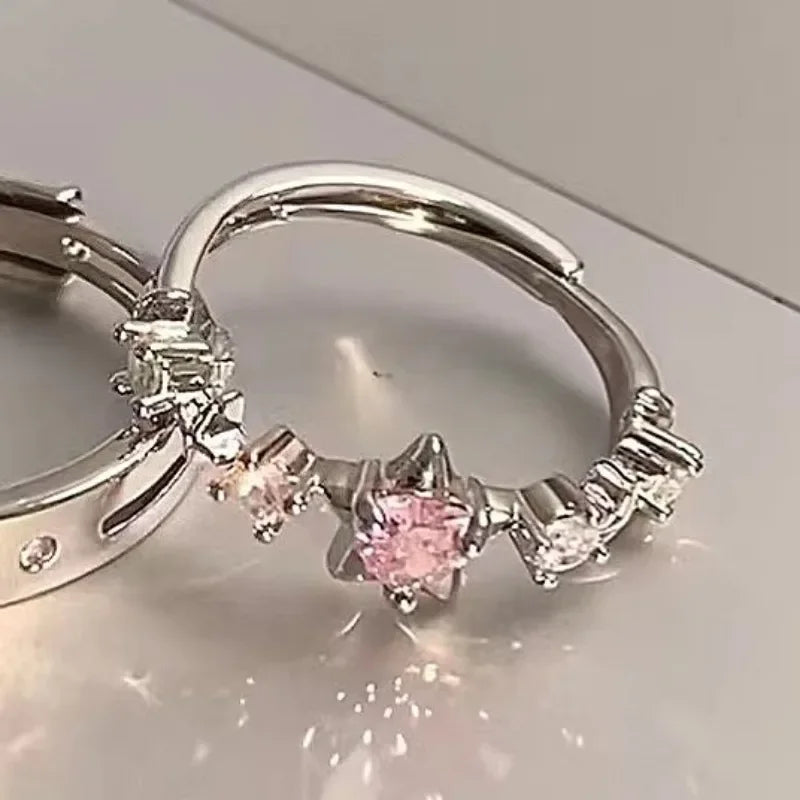 Star Couple Models Adjustable Ring Men And Women Simple Index Finger Rings Light Luxury Tide Cool Pair Of Rings Jewelry Gift