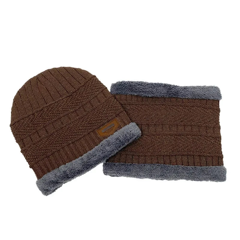 Winter Hat for Men Soft Velvet Knit Cap Coral Fleece Scarf Outdoor Riding Windproof Ski Mask Warm Thickened Cold Weather Gear