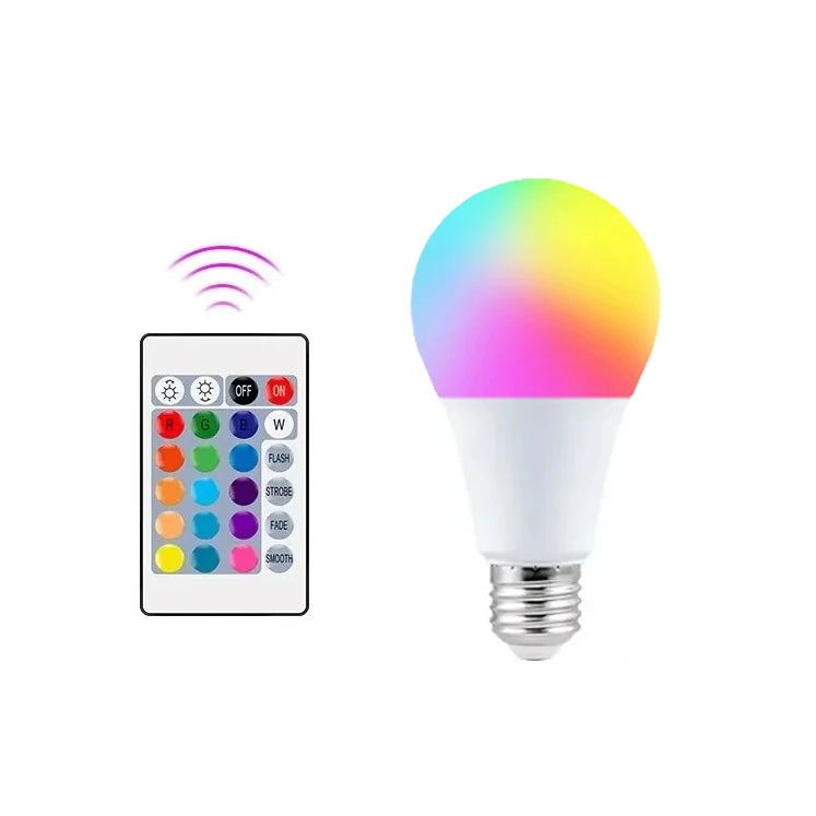 E27 RGB LED Light Bulb 220V Multicolor White Color Changing Lamp with IR Remote Control for Bedroom Party Home Decor