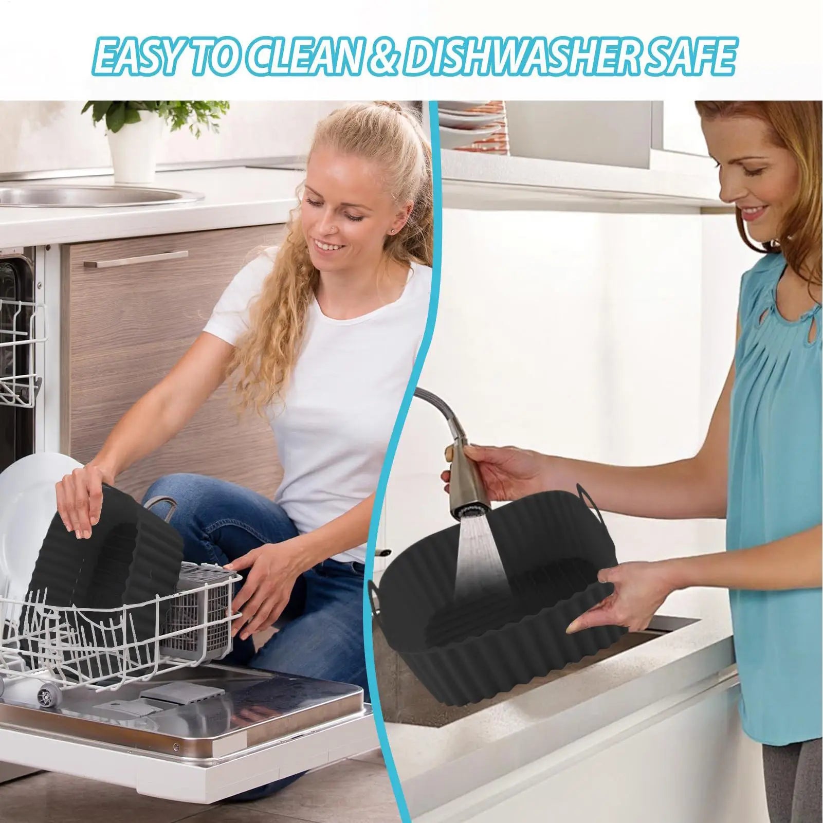 Silicone Air Fryer Liners Pot Square Airfryer Basket Plate Cooking Gadgets Reusable Non-stick Pizza Pan Oven Kitchen