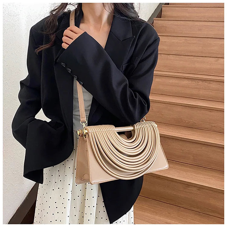 Luxury Evening Handbag For Women Golden Noodle Knot Design Dinner Party Clutch Bag Luxury Designer Square Crossbody Bags