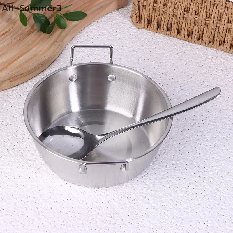 Stainless Steel Seafood Rice Pot Home Cooking Paella Pan Picnic Snack Plates Cookware Saucepan Dry Pots With Handle For Kitchen