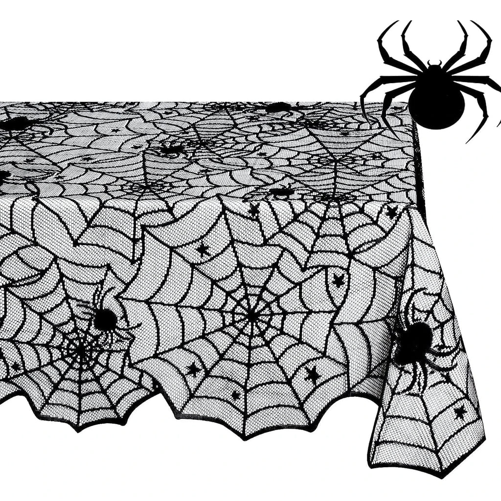 1 pcs of Halloween lace tablecloth spider web skull pattern rectangular shape for party decoration haunted house pumpkin design