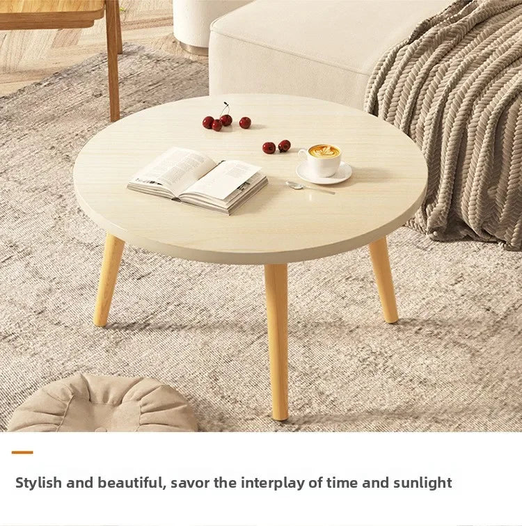 Small Table, Bedroom, Light Luxury Table, Modern Coffee Table, Living Room, Simple Small Round Table, Solid Wood