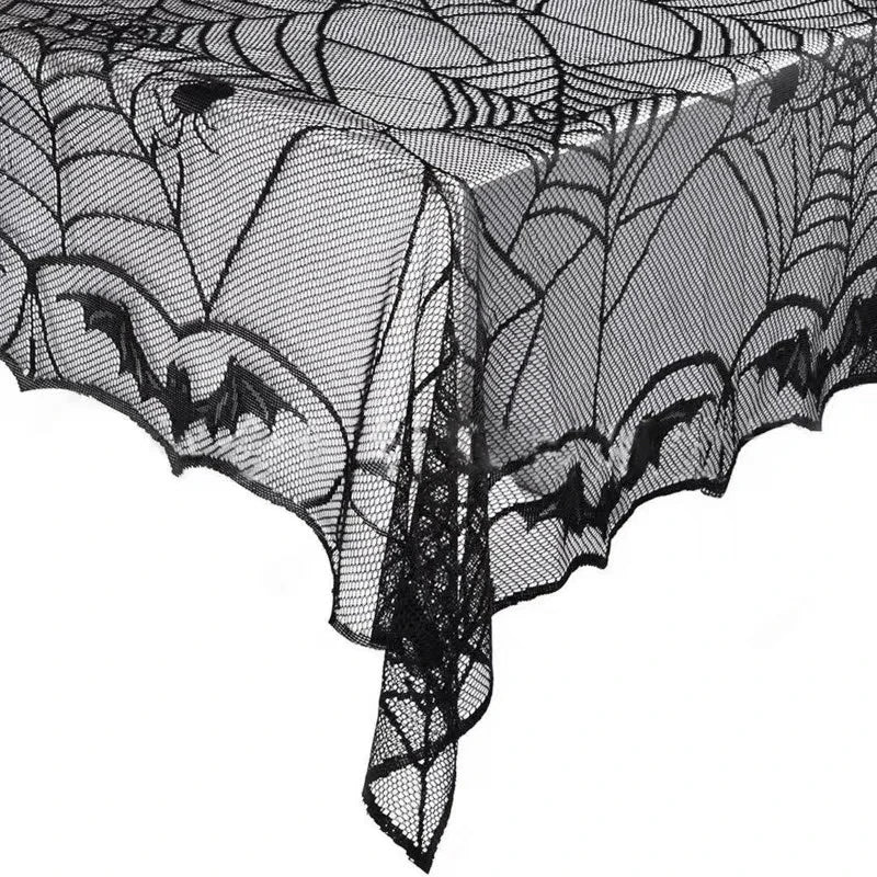 1 pcs of Halloween lace tablecloth spider web skull pattern rectangular shape for party decoration haunted house pumpkin design