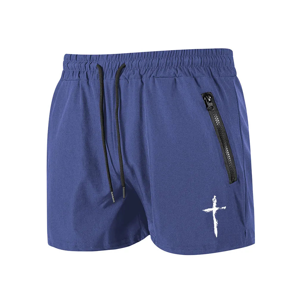 Men's Swimming Trunks Summer Gyms Fitness Bodybuilding Men Cross Print Beach Shorts Boxer Trunks Men Running Sport Sportwaer
