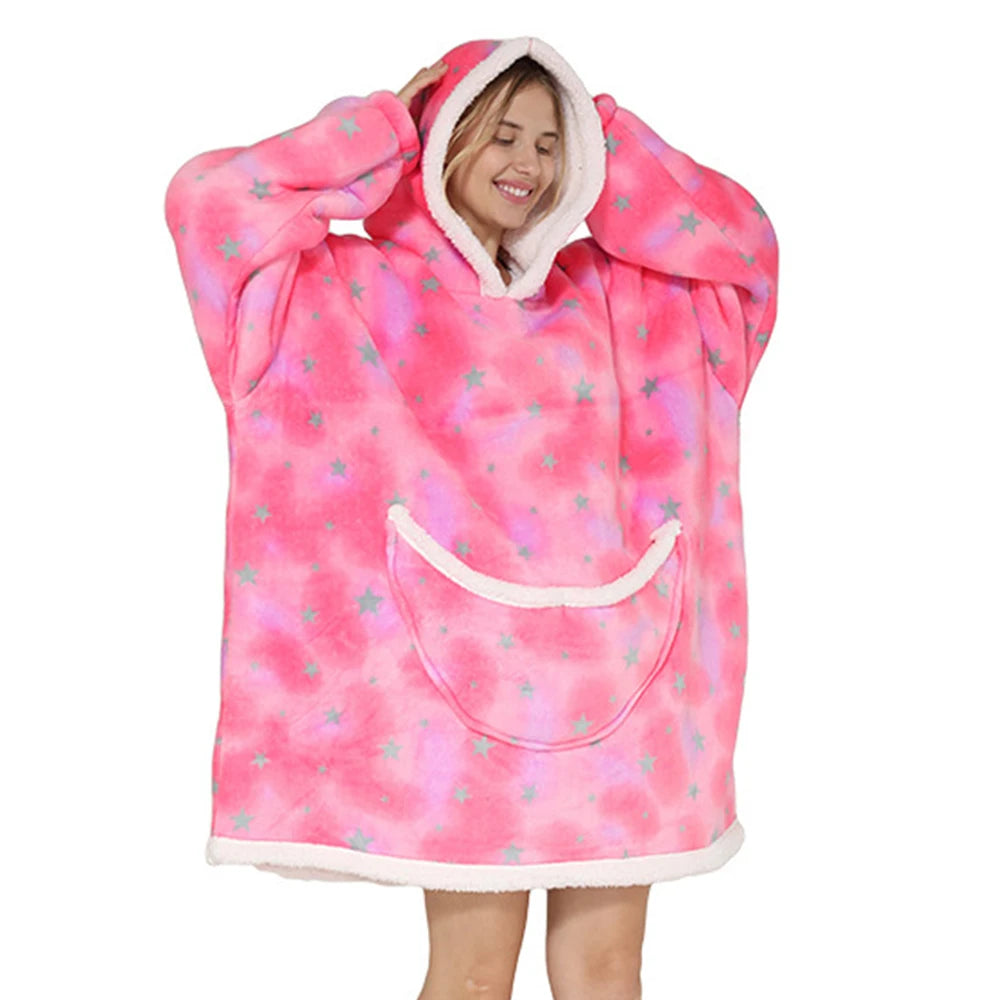 Lazy Hoodie Blanket Oversized for Women Winter Fleece Sherpa Leopard Print Sleeping Blanket Hoodies Thicken Fleece Sweatshirt