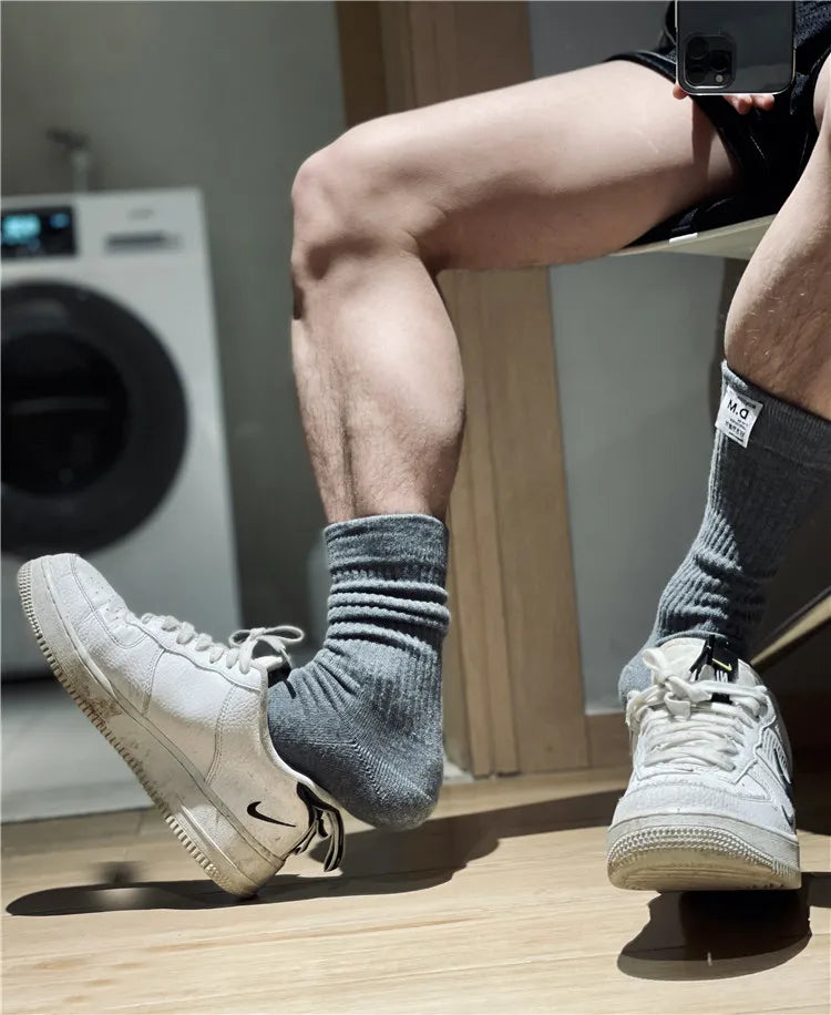 Socks For Men Calcetines Business Socks Crew Meias Basketball Solid Man Socks Cotton Sweat Absorption Sport Men Sock Football