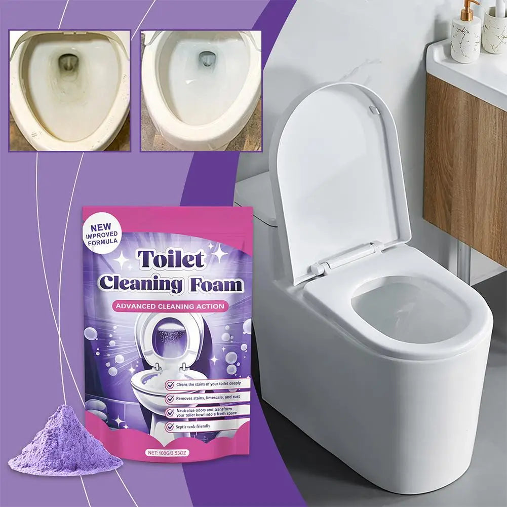 Household Toilet Cleaning Powder Powerful Descaling Stain Remover Odor Eliminator Fresh Fragrance Easy to Use