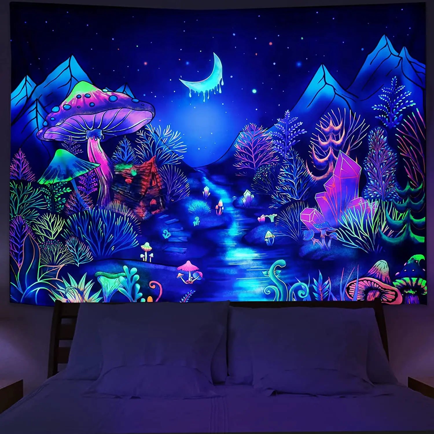 Fluorescent tapestry Wall hanging cloth Bedroom decoration psychedelic art poster
