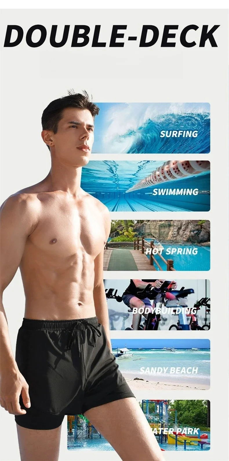 Adult Swimming Trunks for Men 2025 New Style Quick-drying Double-layer Anti-embarrassment Large Size Casual Swimming Shorts