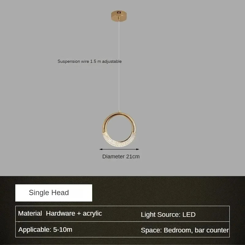 Modern Chandelier For Living Room Bedroom Nordic Golden Ring Ceiling Lamp Luxury Home Decor Indoor Ceiling Light Lustre Fixtures