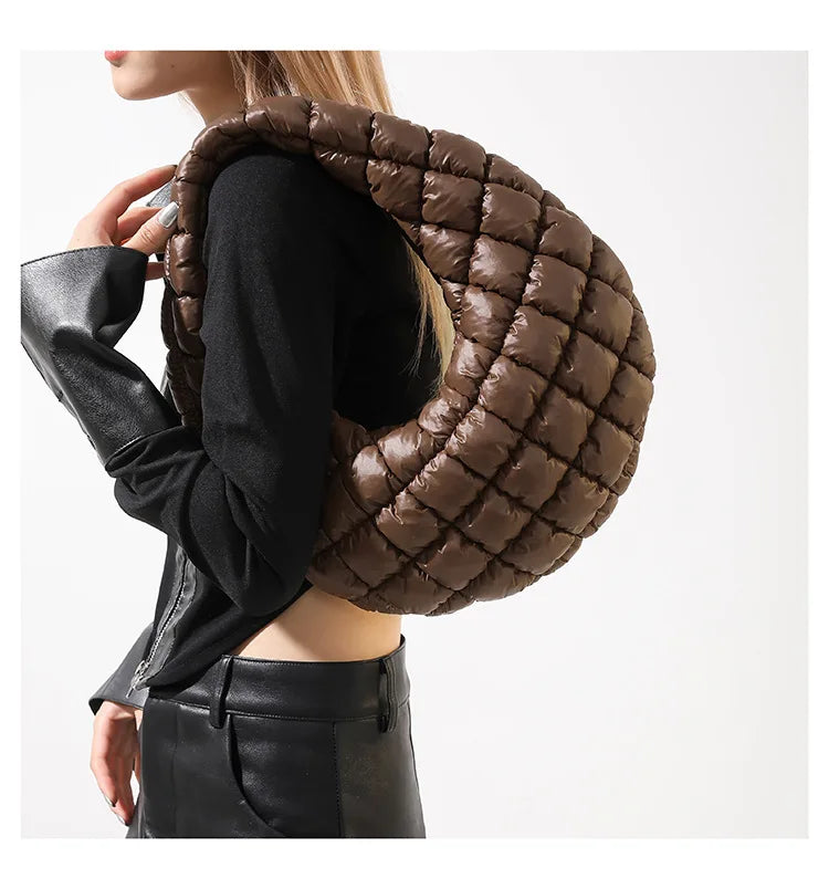 Quilted Embroidered Thread Women's Bag Pleated Cloud Mini Handbags Down Padded Lightweight Clutch Bag Cotton Small Shoulder Bags