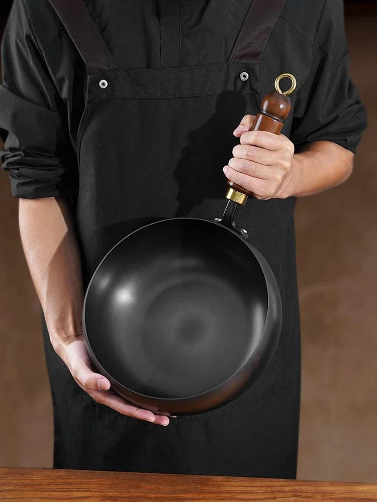 Handmade Forging Big Belly Pot Uncoated NON-STICK PAN Household Small Flat Bottom Frying Pan Kitchen Gas Stove Universal Pan