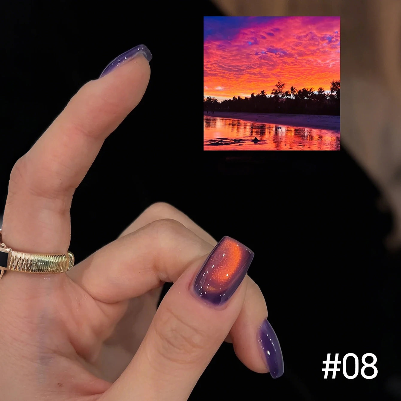 10ML 1-10PCS Sunrise Cat Eye Nail Glue Popular Winter Red Colors Silk Glass Bead Chasing Light Magnet Cat Eye Nail Polish Gel