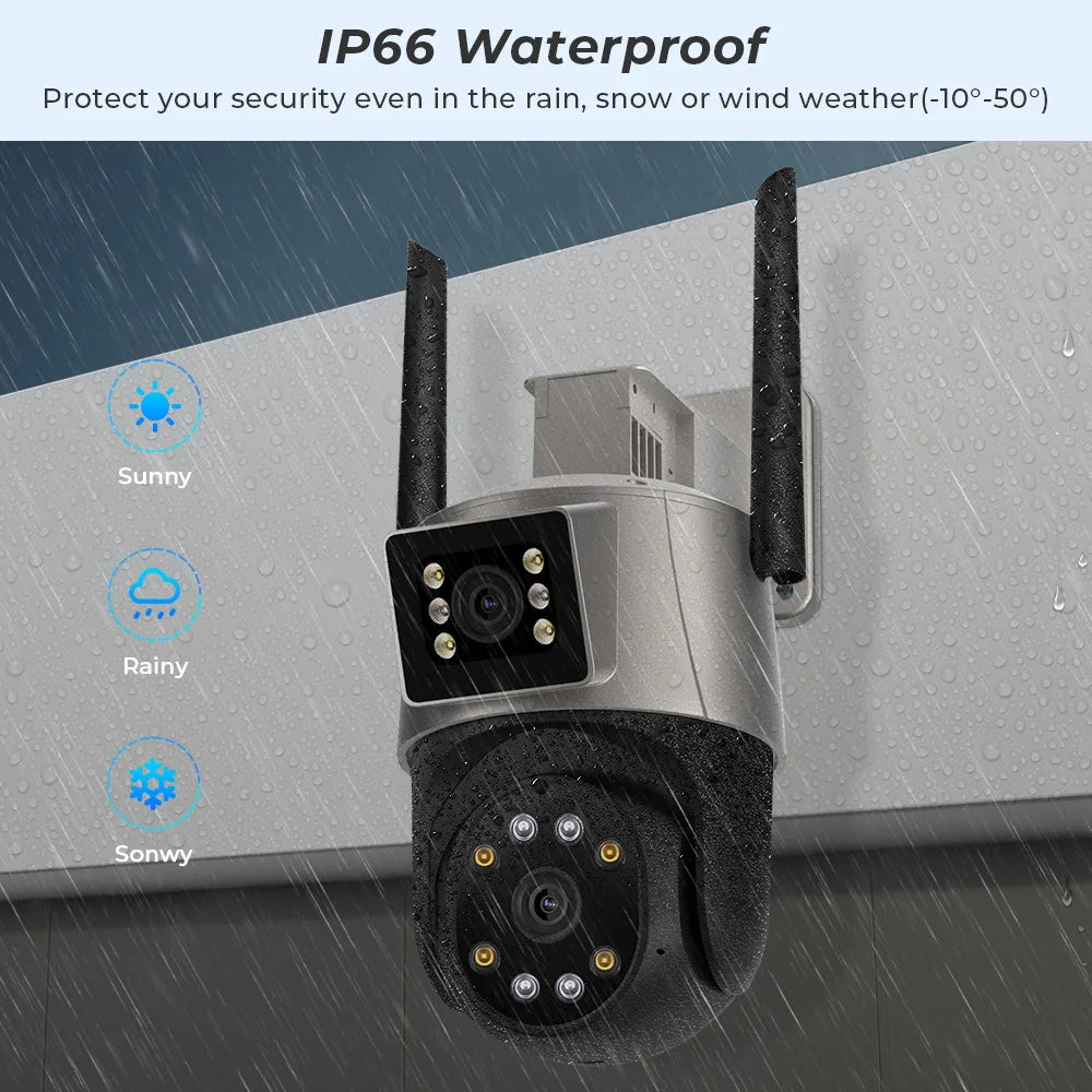 8MP 4K Dual Lens PTZ IP Camera Outdoor Ai Human Detection CCTV Security Camera Color Night Vision Wifi Surveillance Camera ICsee