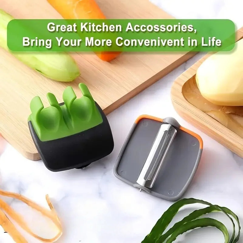 Vegetable Peeler Black Green Color Rubber Finger Grip Easy Remove Fruit Peels Quick Meal Preparation Kitchen Tool Sharp Blade