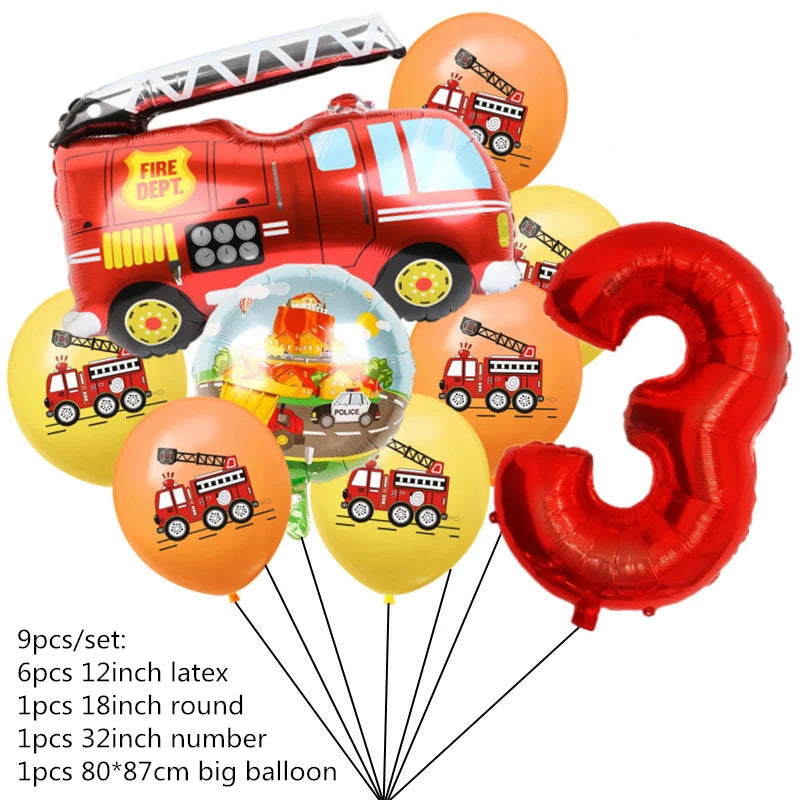 Fireman Sam Party Supplies Disposable Tableware Set Paper Plates Cups Tablecloth Fire Truck Birthday Party Decor Boys Baby Showe