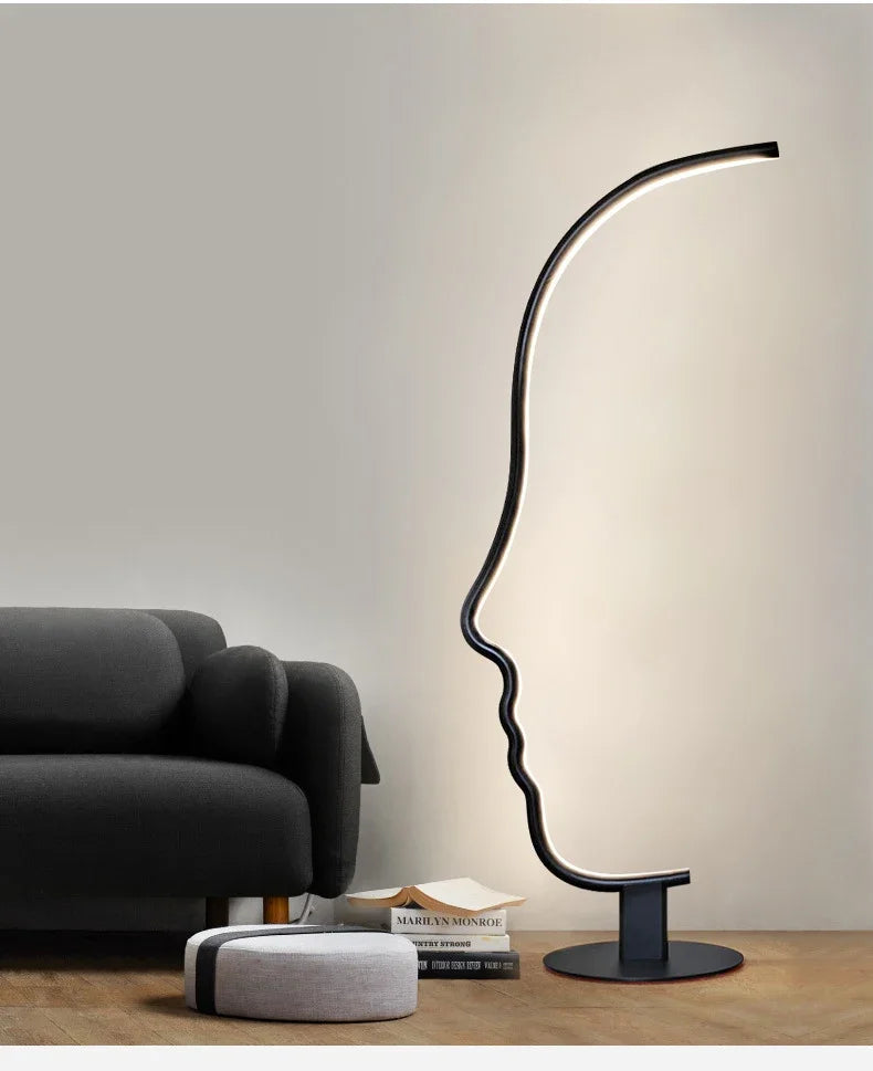 Nordic Human Face Led Floor Lamp For Living Room Bedroom Bedside Standing Light Modern Home Decor Indoor Lighting Lustre Fixture